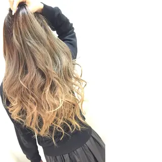 ミディアム セミロング ロング カラー 西村 達哉のヘアスタイル