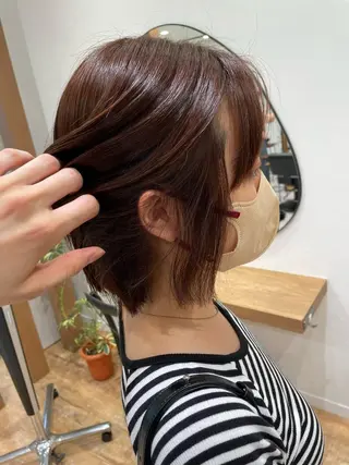 カラー 矯正パーマ、ベージュ ボブカット🫧のヘアスタイル