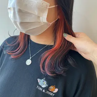 ミディアム カラー あやめ【顔まわり/レ イヤー/柔らかカラ】のヘアスタイル