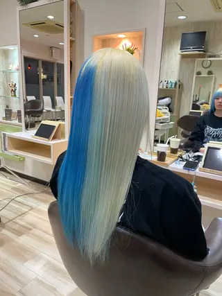 ロング カラー 🌈派手髪ハイトーン 🌈鈴木亮太🌈のヘアスタイル