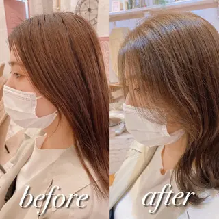ミディアム カラー 韓国風ヘア✻透明感 カラー✻yukaのヘアスタイル