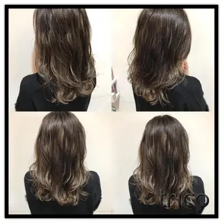 セミロング カラー 似合わせ/ブリーチ カラー.岡田友仁のヘアスタイル