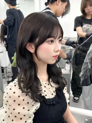 セミロング 前髪顔まわりカット 🌈中村海聖のヘアスタイル