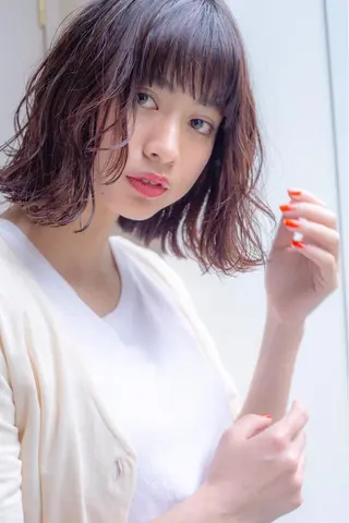 ミディアム カラー パーマ 髪質改善/縮毛矯正/ ボブ/店長/槌矢圭悟のヘアスタイル