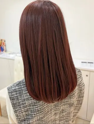 セミロング カラー 髪質改善縮毛矯正 💎TOMOのヘアスタイル