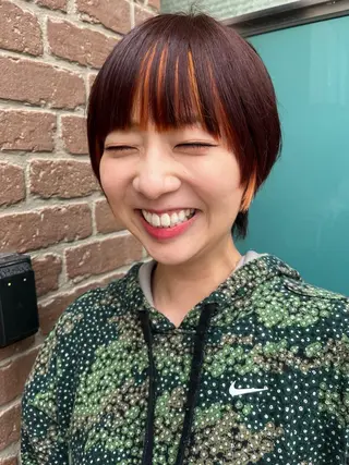 ショート カラー パーマ ヘアアレンジ メンズ キッズ ネイル マツエク・マツパ アイブロウ 久木原 ゆりのヘアスタイル