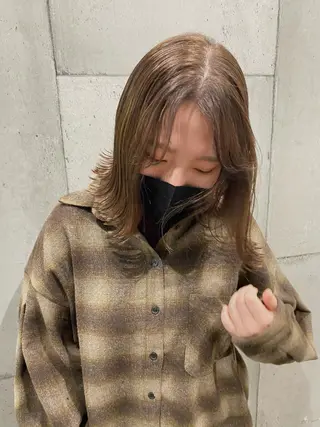 ミディアム カラー ヘアアレンジ 東 寛道のヘアスタイル
