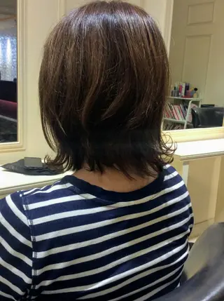 ミディアム カラー パーマ 畠村 美智子のヘアスタイル