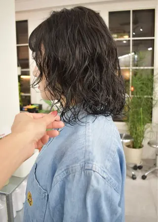 ミディアム パーマ レイヤーボブ/ 艶カラー/サナ🌼のヘアスタイル