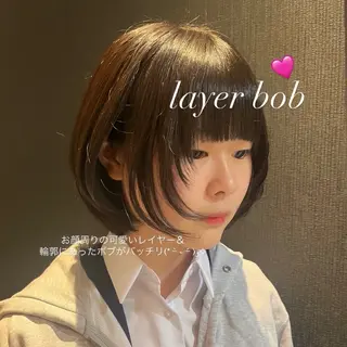 ショート レイヤーカット/ フェミニン💕/鏡のヘアスタイル