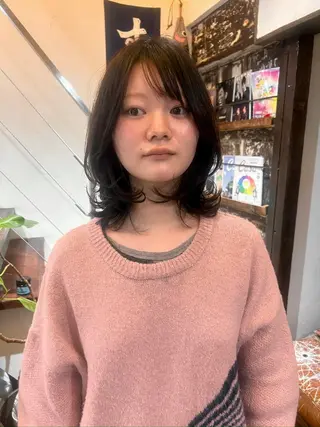 ミディアム ボブパーマ/レイヤー ヒロモトアサカのヘアスタイル