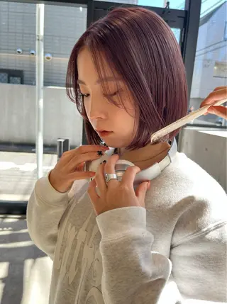 ショート カラー レイヤーカット/ 酸性ストレート梅田のヘアスタイル