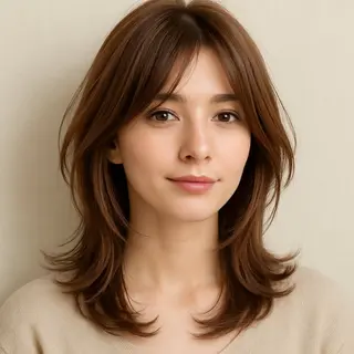 ミディアム 井上 未悠のヘアスタイル
