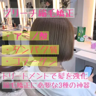 ショート パーマ 安井　昴 💫ブリーチ縮毛矯正のヘアスタイル