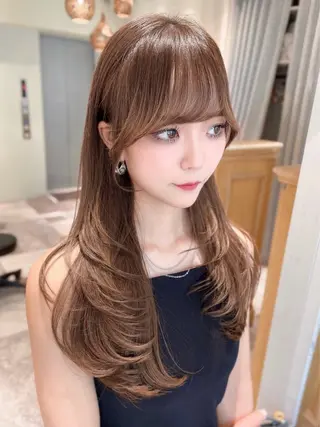 ミディアム カラー 木屋元一/透明感 /前髪/ショートボブのヘアスタイル