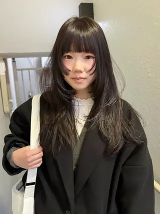 ロング カラー レイヤーカット🍏 パーマ/ののかのヘアスタイル