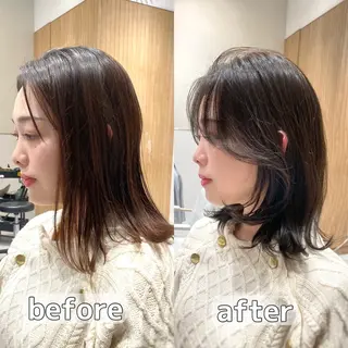 ミディアム カラー パーマ ヘアアレンジ 小野寺瑞希 /最小顔カットのヘアスタイル