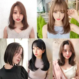 ミディアム ブリーチなしダブル カラー縮毛矯正 下野のヘアスタイル