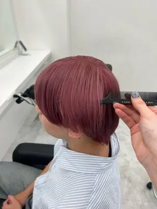 ショート カラー 💖似合わせカラー レイヤー💖縮毛矯正のヘアスタイル
