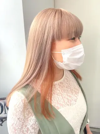 セミロング akina*ブリーチ ♡トレンドヘアのヘアスタイル