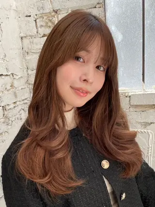 ロング カラー 山崎/ボブ縮毛矯正 レイヤー髪質改善のヘアスタイル