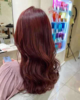 ロング カラー 濱田輝レイヤー 韓国風 ハイトーンのヘアスタイル