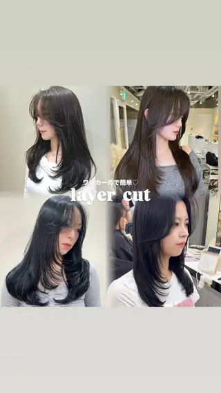 セミロング カラー ヘアアレンジ レイヤーカット🤍 RINAのヘアスタイル