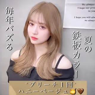 セミロング カラー ヘアアレンジ 透明感カラー×小 顔レイヤー♡ヒデさんのヘアスタイル