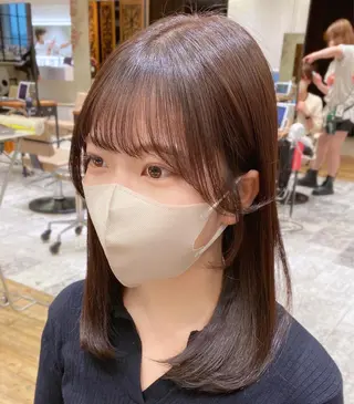 ミディアム カラー 顔まわりカット🌟 くびれヘア/寺門遥輝のヘアスタイル