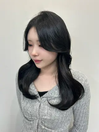 セミロング カラー 心斎橋l大人韓国ヘア レイヤー×艶カラーのヘアスタイル