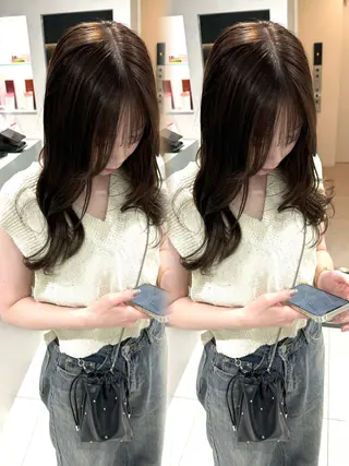セミロング 韓国風ハッシュカット 似合わせレイヤー池袋のヘアスタイル