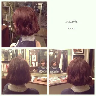 ショート ミディアム カラー パーマ サダハルカ |chouetteのヘアスタイル