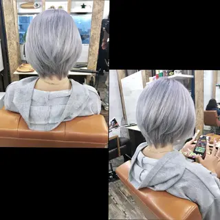 ショート カラー ✯カラー&編み込み エクステ✯池田智博✯のヘアスタイル