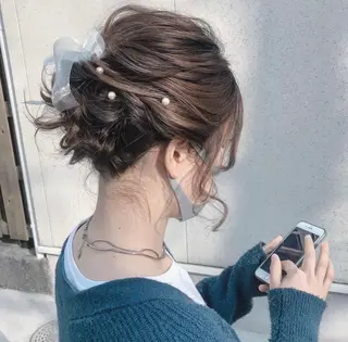 ミディアム カラー ヘアアレンジ 栗林 姫花のヘアスタイル