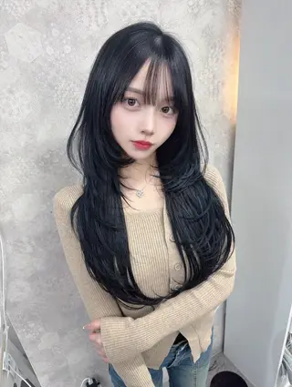 ロング かさい せなのヘアスタイル