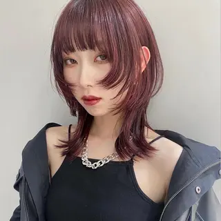 ミディアム カラー ウルフカット ハッシュカット/七海のヘアスタイル