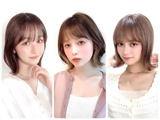 セミロング カラー パーマ ヘアアレンジ 韓国・韓国ヘア 髪質改善のヘアスタイル