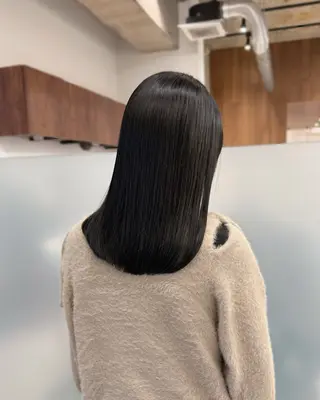 セミロング カラー パーマ 縮毛矯正+モテカラー 🎀✨MIHOのヘアスタイル