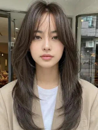 カラー ロング 🎀韓国レイヤー YURINA🎀のヘアスタイル