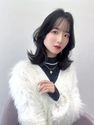 ミディアム カラー レイヤー/髪質改善 縮毛/ハッシュカットのヘアスタイル