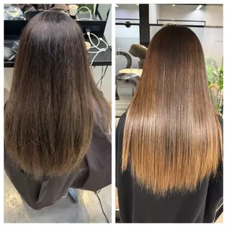 ロング け んブリーチ縮毛矯正のヘアスタイル