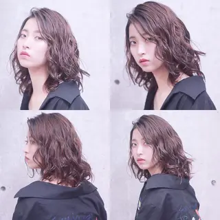 セミロング カラー 及川 光のヘアスタイル