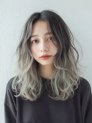 ミディアム カラー ヘアアレンジ ハイトーン/透明感/ レイヤー/かずや🦁のヘアスタイル