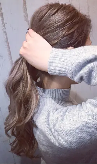セミロング カラー チビ編み込みエクステ シールEXどぅ〜すのヘアスタイル
