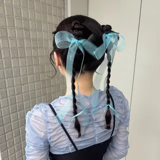 ヘアアレンジ 艶感カラー/オリーブ アレンジ：♡のヘアスタイル