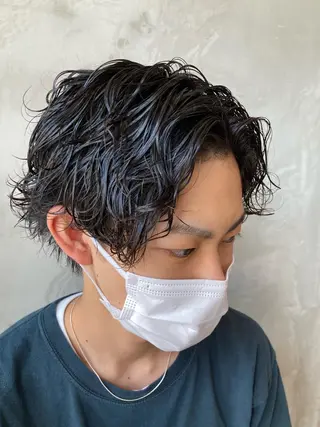 ショート パーマ メンズ 波巻きスパイラルパー マ/シャドウパーマ駿のヘアスタイル