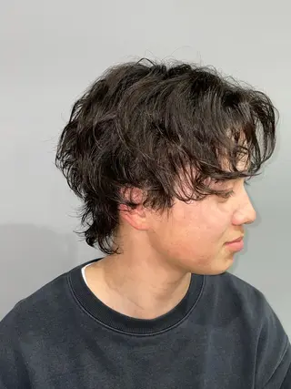 パーマ メンズ ボブモデル募集/ 青木亮太郎のヘアスタイル
