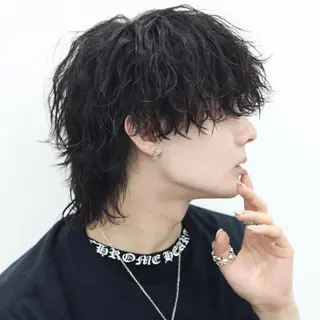 ミディアム カラー パーマ メンズ ハイトーン/メンズマ ッシュ/KYOHEIのヘアスタイル