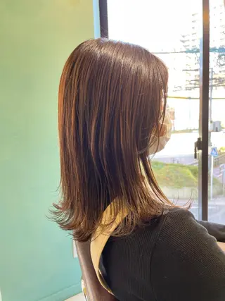 セミロング カラー パーマ 末石 智のヘアスタイル