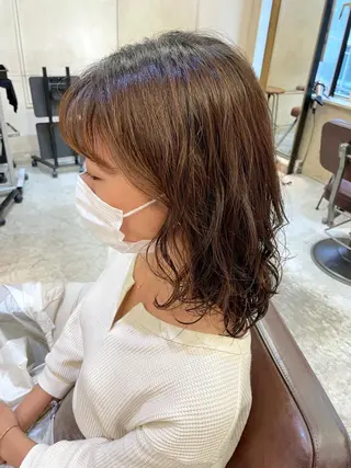 ミディアム カラー パーマ 銀座No.1髪質改善 縮毛矯正/本木のヘアスタイル